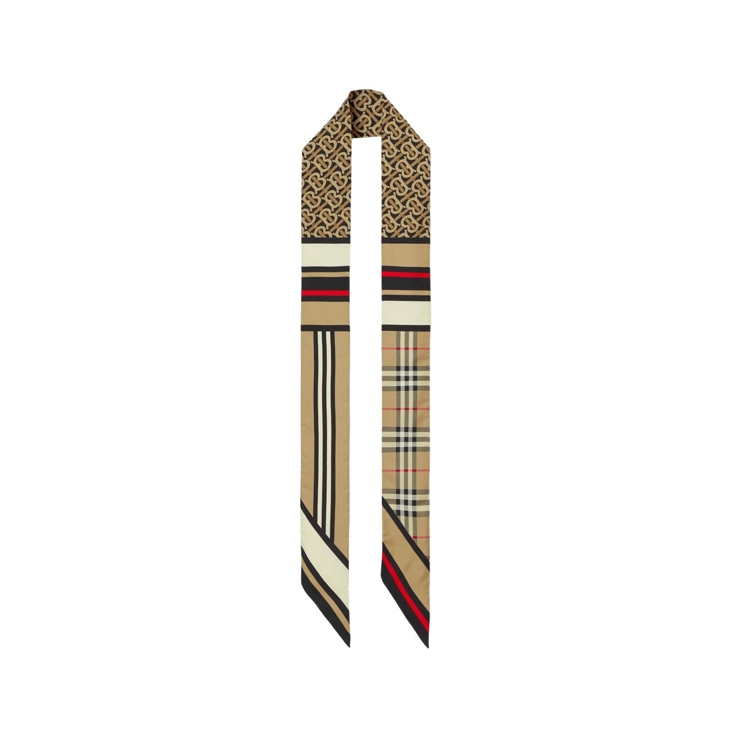 (WMNS) Burberry 25 Skinny Montage Silk Scarf 'Beige' 8037017