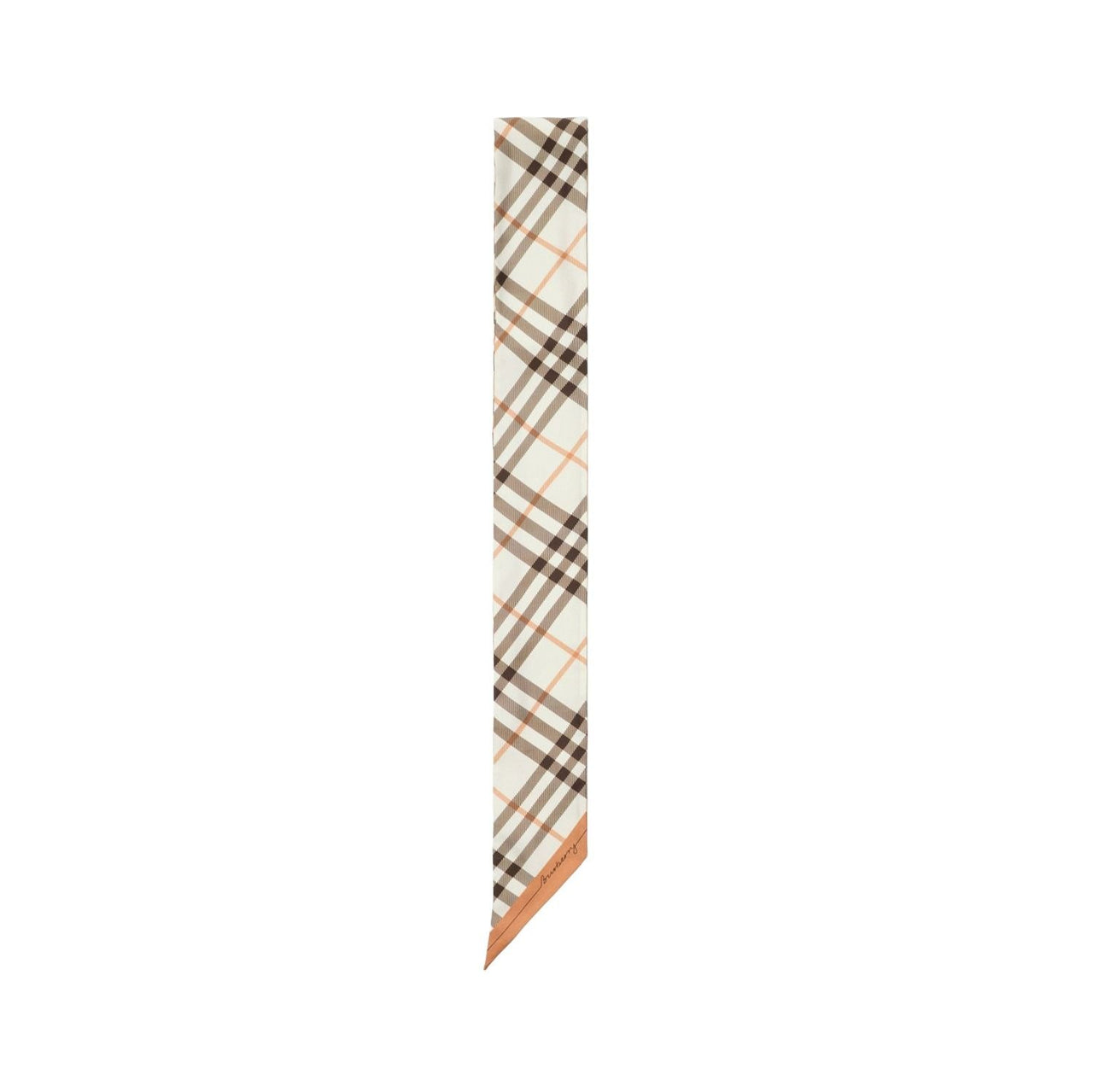 (WMNS) Burberry 26 Skinny Contrast Check Silk Scarf 'Sand Beige Pebble White' 81199631
