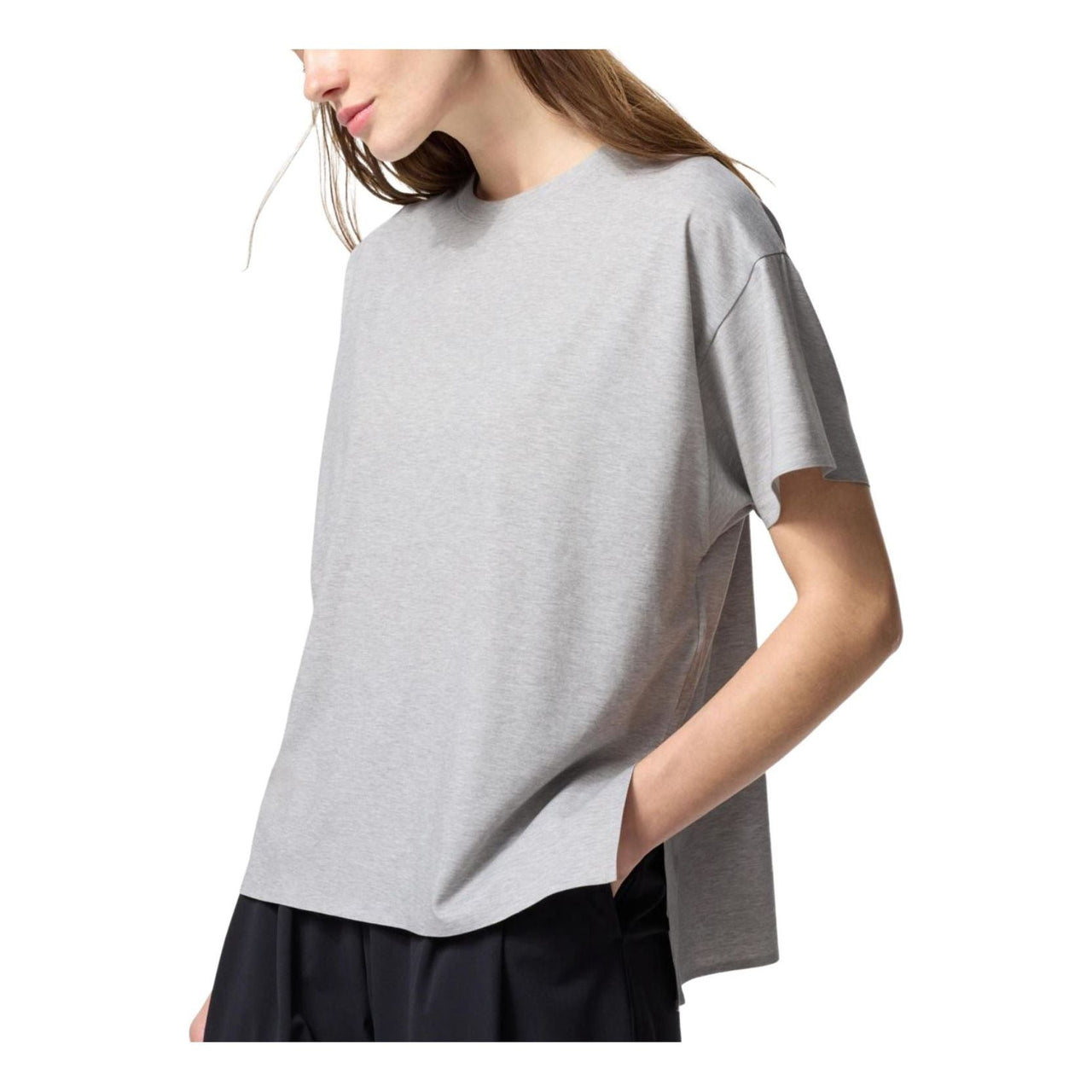 (WMNS) UNIQLO AIRism Seamless Crew Neck Long T-Shirt Short Sleeve 'Gray' 474415-03