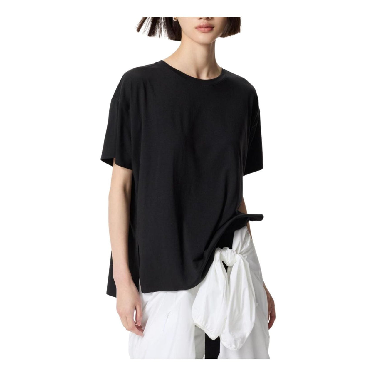 (WMNS) UNIQLO AIRism Seamless Crew Neck Long T-Shirt Short Sleeve 'Black' 474415-09