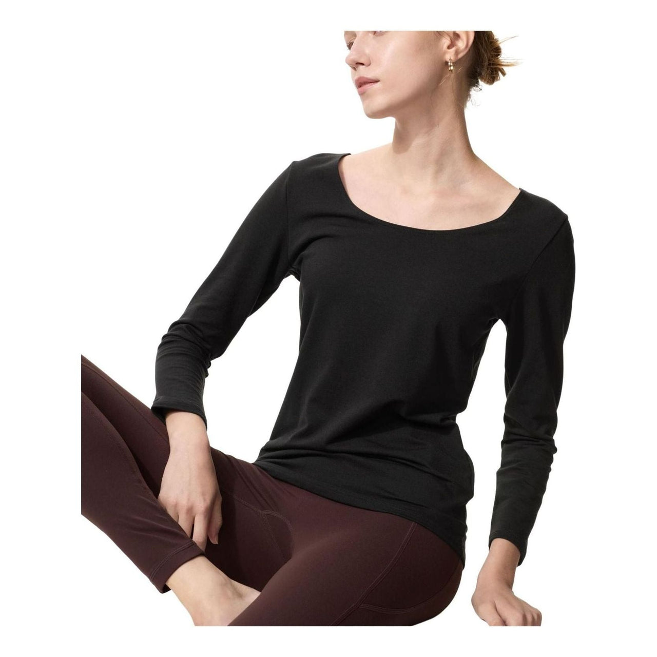 (WMNS) UNIQLO HEATTECH Ultra-Warm U-Neck T-Shirt 'Black' 478963-09