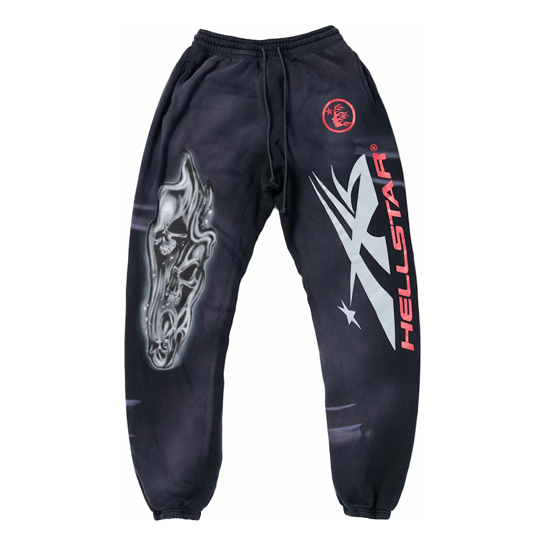 Hellstar Airbrushed Skull Closed Elastic Bottom Sweatpants 'Dark Grey' HSASCB287