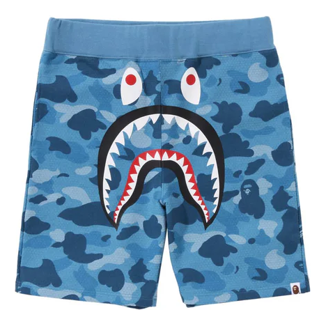 A Bathing Ape Shark Sweat Shorts 'Honeycomb Camo Blue' 001SPJ301009MBLU