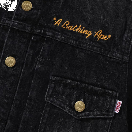 (WMNS) A Bathing Ape Denim Jacket 'Black' 001LJJ802002LBLK