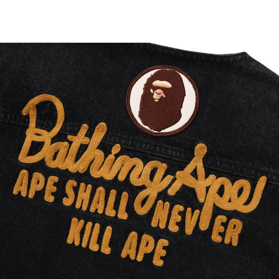 (WMNS) A Bathing Ape Denim Jacket 'Black' 001LJJ802002LBLK