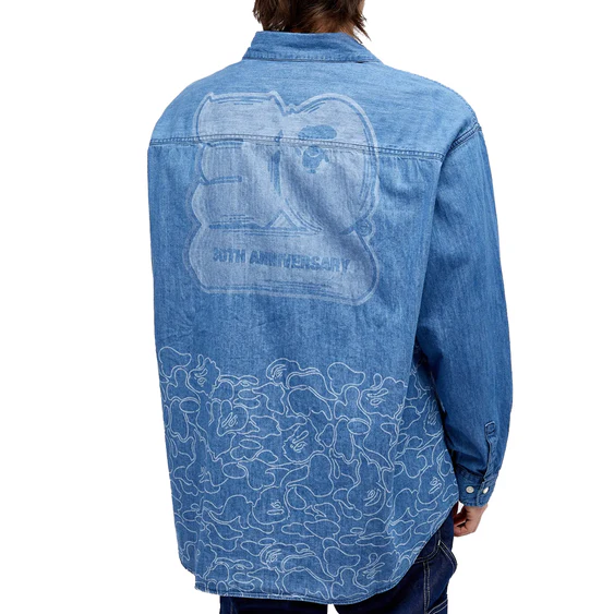 A Bathing Ape Anniversary Denim Shirt 'Indigo Blue' 001SHJ701001FLIG
