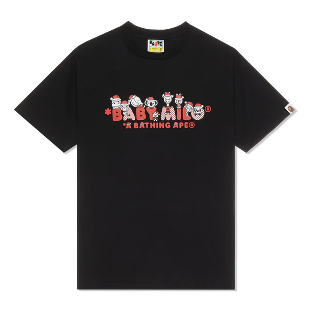 A Bathing Ape Christmas Baby Milo T-Shirt 'Black' 002TEJ701004FBLK