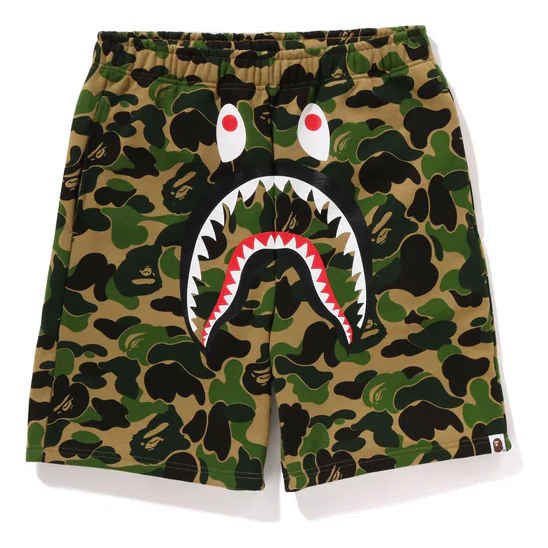 A Bathing Ape Camo Shark Sweat Shorts 'Green' 001SPK301001MGRN