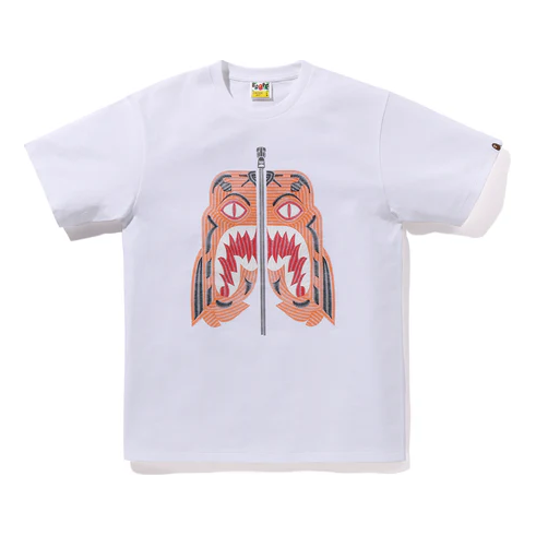 A Bathing Ape Embroidery Style Tiger T-Shirt 'White' 001TEK301023MWHT