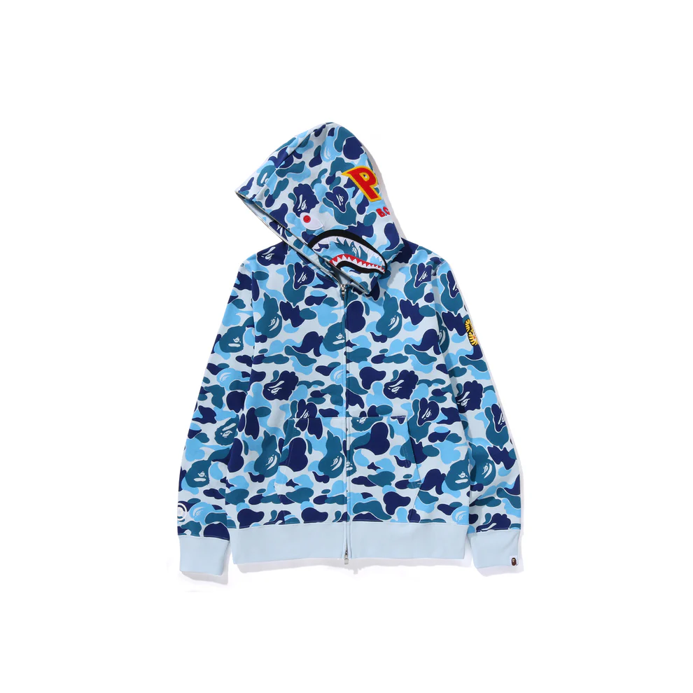 A Bathing Ape Camo Shark Zip Hoodie 'Blue' 001ZPK301005MBLU