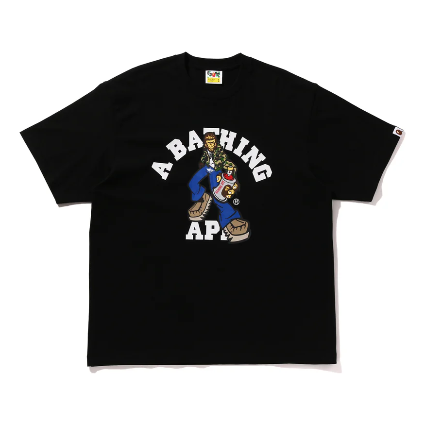 A Bathing Ape Graffiti Character College Relaxed Fit T-Shirt 'Black' 0ZXTEM110331MBKX