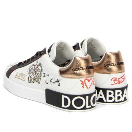 Dolce & Gabbana Portofino Printed Sneakers 'Graphic White Gold' CS1570AZ268-HWF57