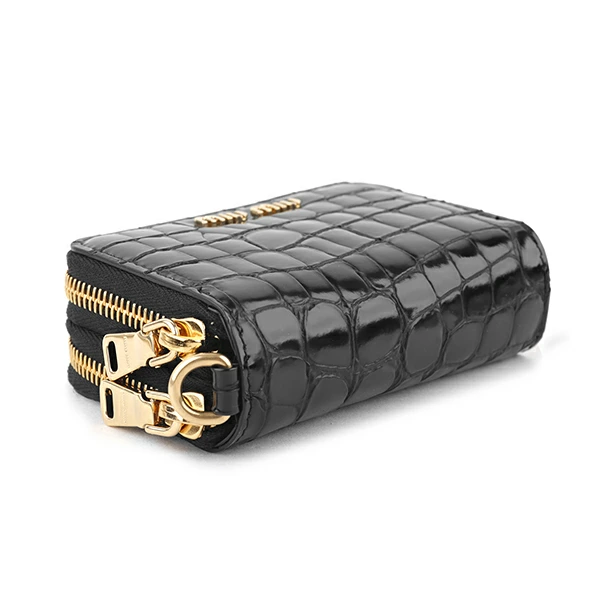 (WMNS) MIU MIU Croc Embossed Leather Zip Around Wallet 'Black' 5MC0782DQ8-F0002