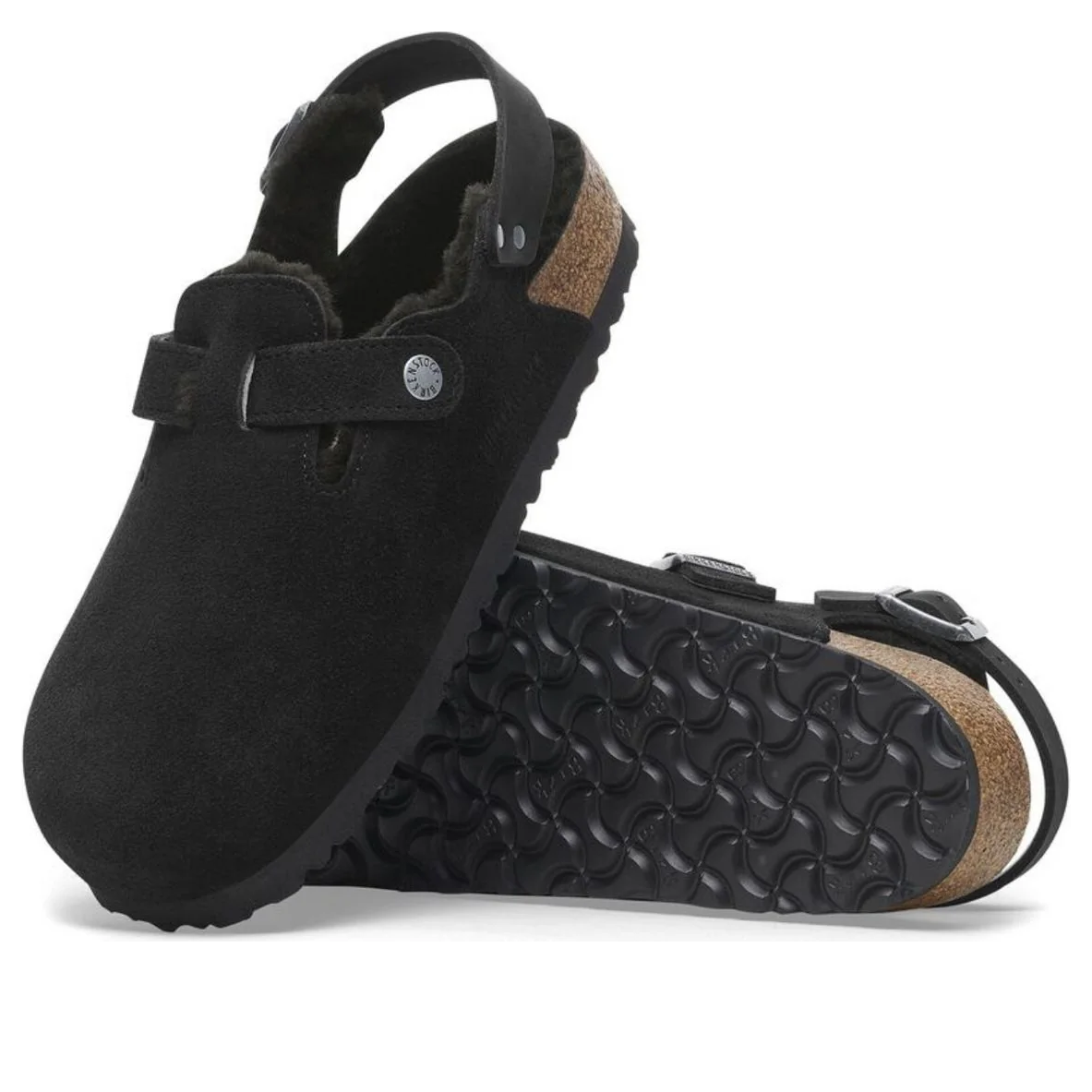 Birkenstock Tokio Shearling Suede 'Black' 1028328