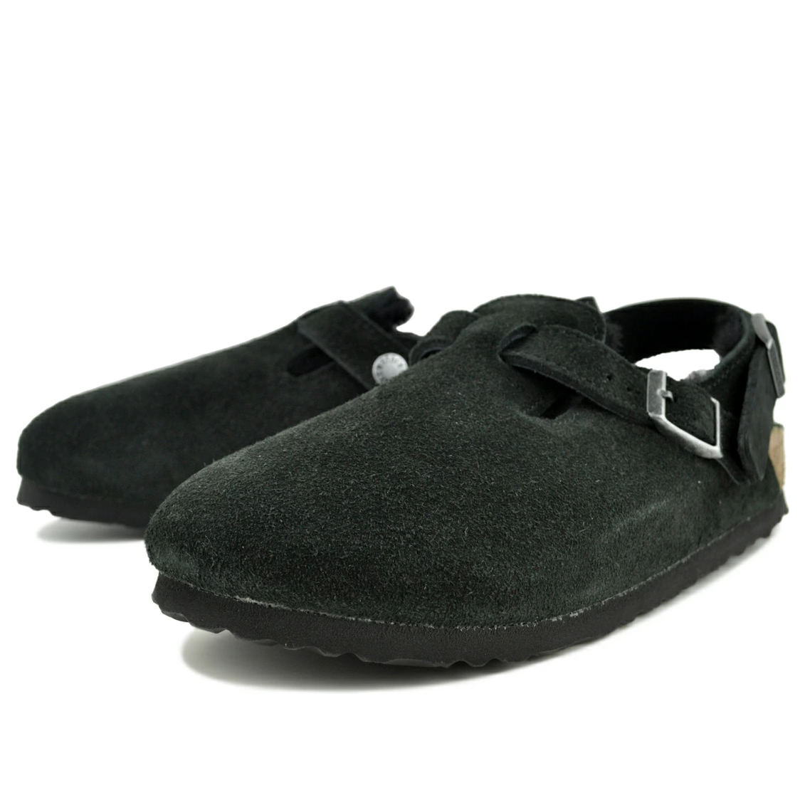 Birkenstock Tokio Shearling Suede 'Black' 1028328