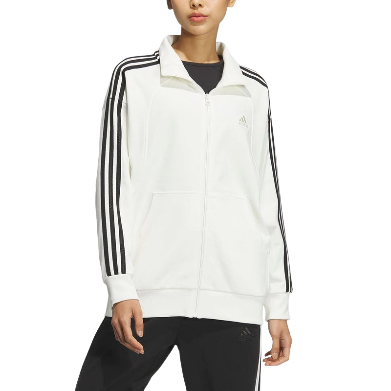 (WMNS) adidas 3-Stripes FW24 Knit Jacket Asia Sizing 'White Black' JN0760
