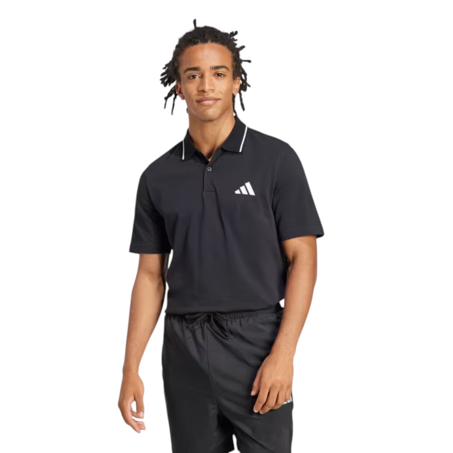 adidas Essentials Small Logo Piqu Polo Shirt Asia Sizing 'Black' JE9023
