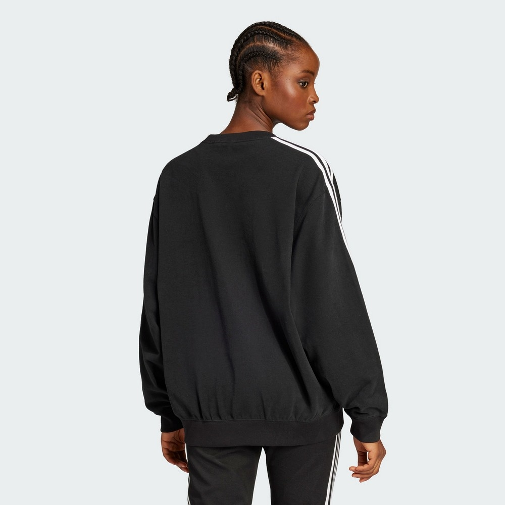 adidas 3 Stripes Long Sleeves Sweat Top Asia Sizing 'Black White' JD0891