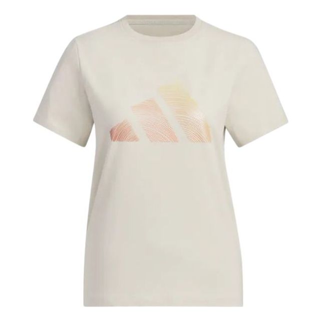 (WMNS) adidas Logo Short Sleeves T-Shirt Asia Sizing 'Beige' JL6285