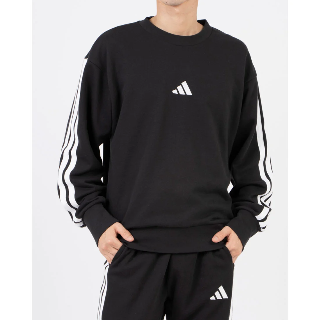 adidas Essentials 3-Stripes French Terry Sweatshirt Asia Sizing 'Black' JE6372