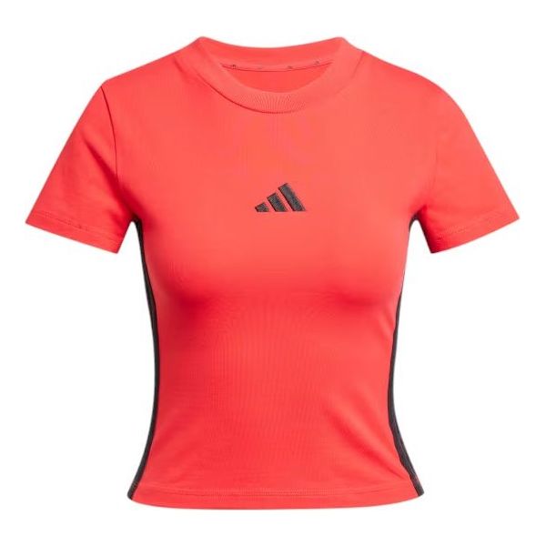 adidas Essentials 3-Stripes Slim Baby T-Shirt Asia Sizing 'Pure Ruby Black' JE1242