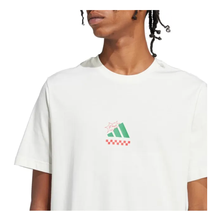 adidas Lounge Pizza Graphic T-Shirt Asia Sizing 'White Green' JJ4016