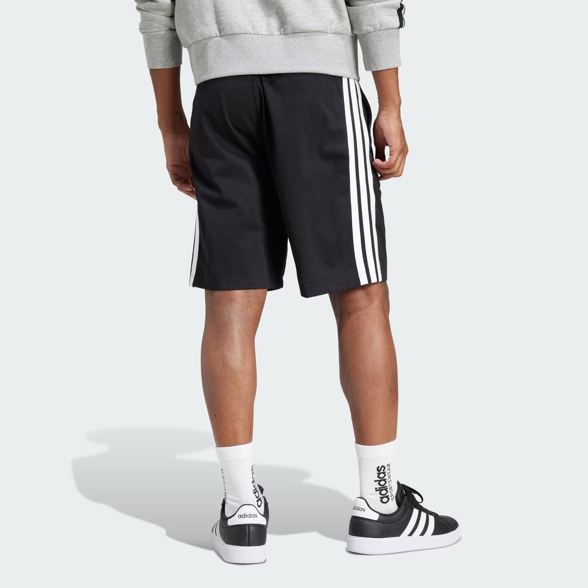 adidas Essential 3-Stripes Single Jersey Shorts 10-Inch Asia Sizing 'Black' JE6405