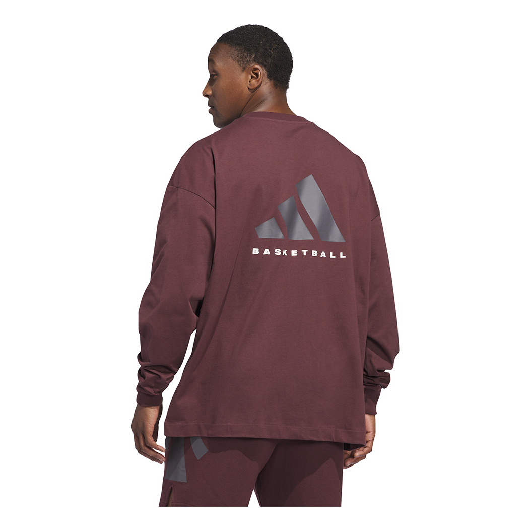 adidas Basketball Long Sleeve T-Shirt Asia Sizing 'Aurora Ruby Brown' JD6131