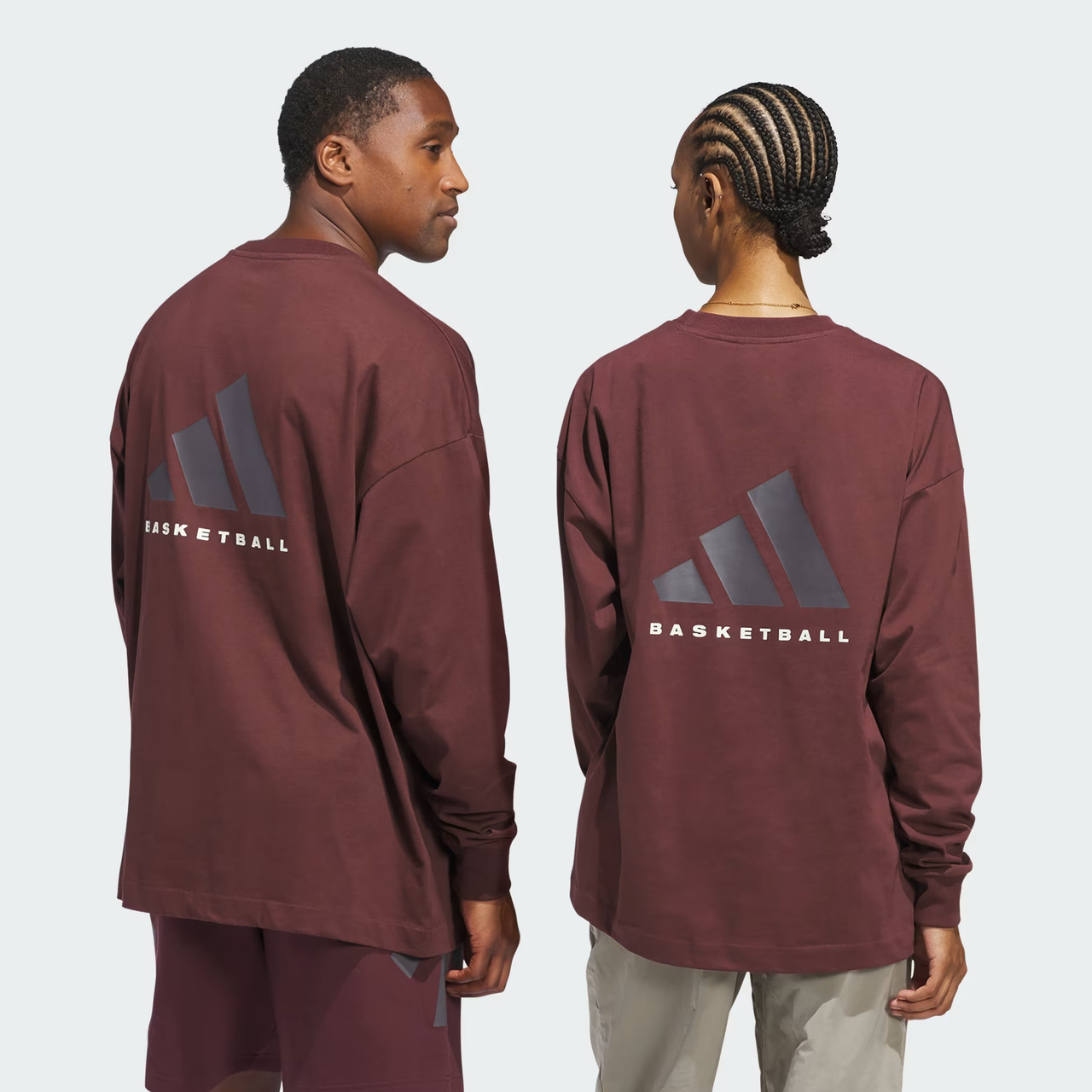 adidas Basketball Long Sleeve T-Shirt Asia Sizing 'Aurora Ruby Brown' JD6131