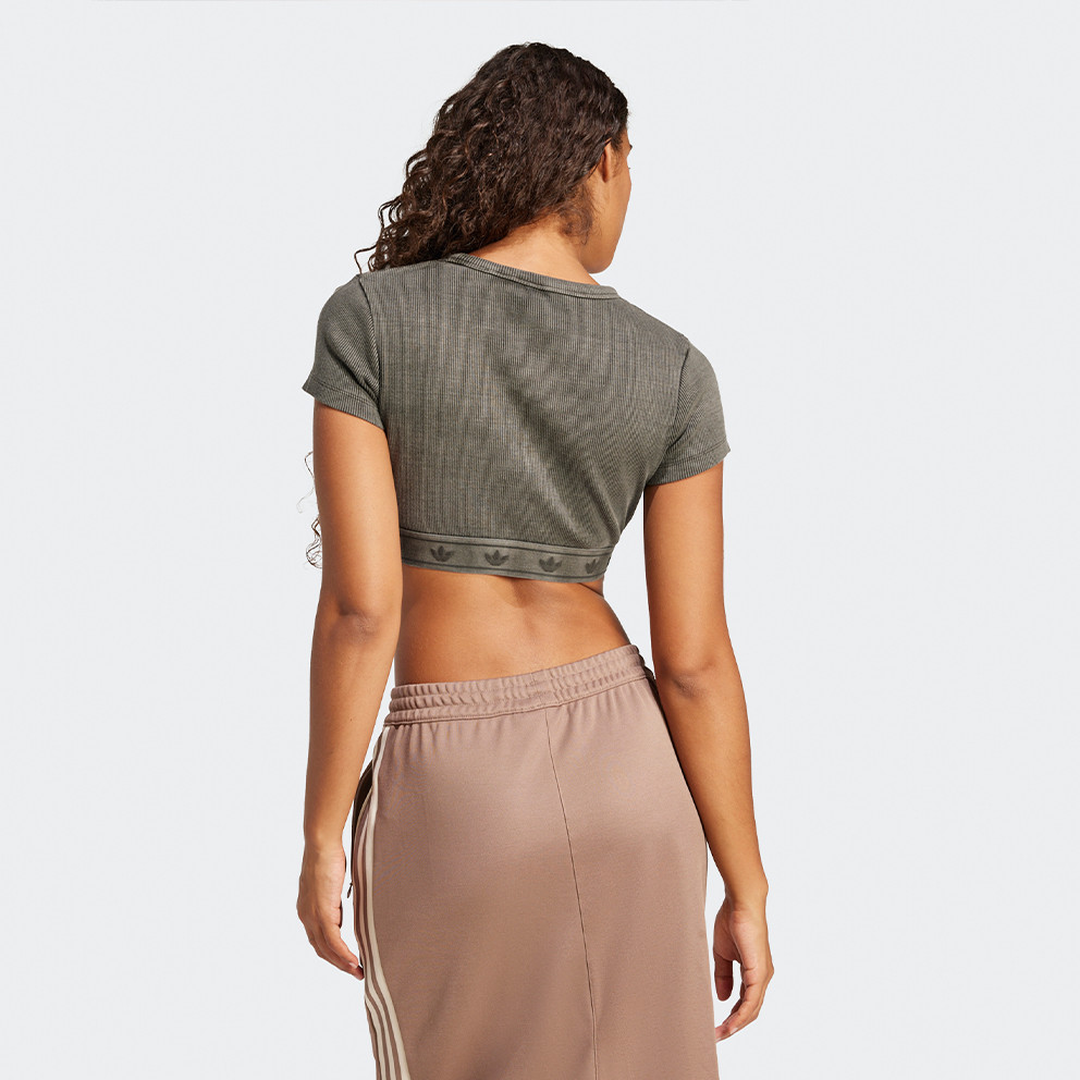 (WMNS) adidas Rib SS Top T-Shirt Asia Sizing 'Grey' JD0041