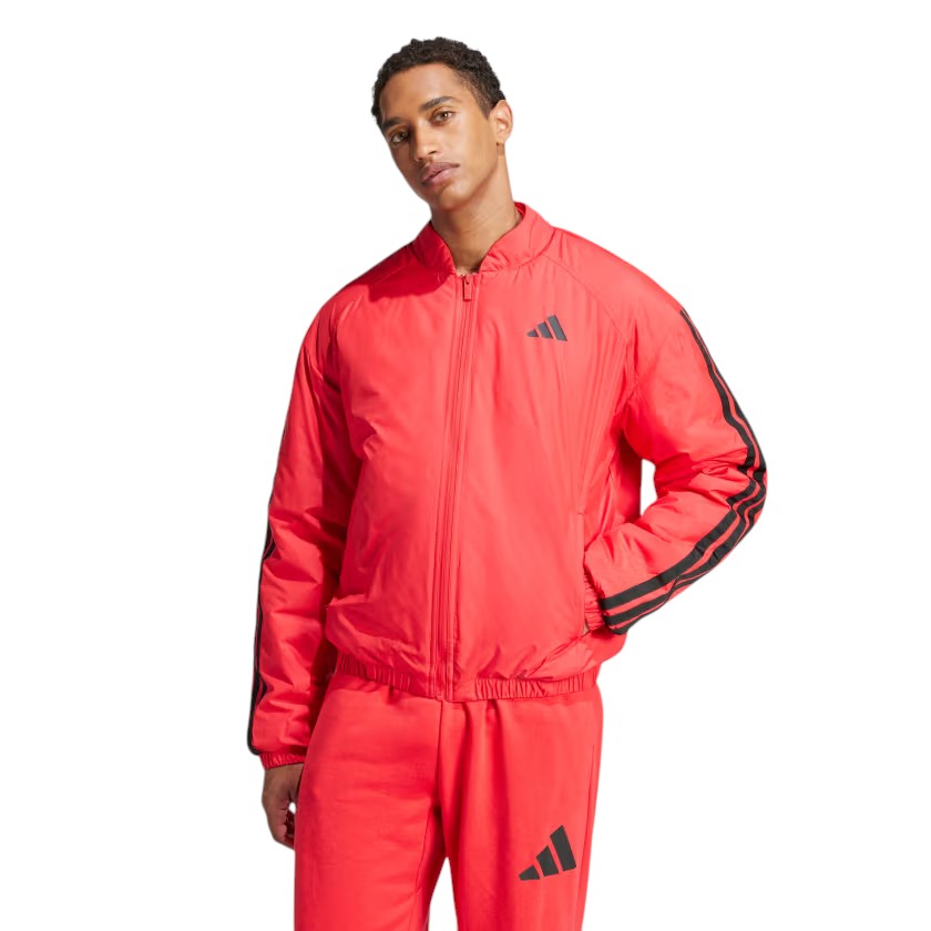 adidas Essentials 3-Stripes Insulated Bomber Jacket Asia Sizing 'Red' JD1048