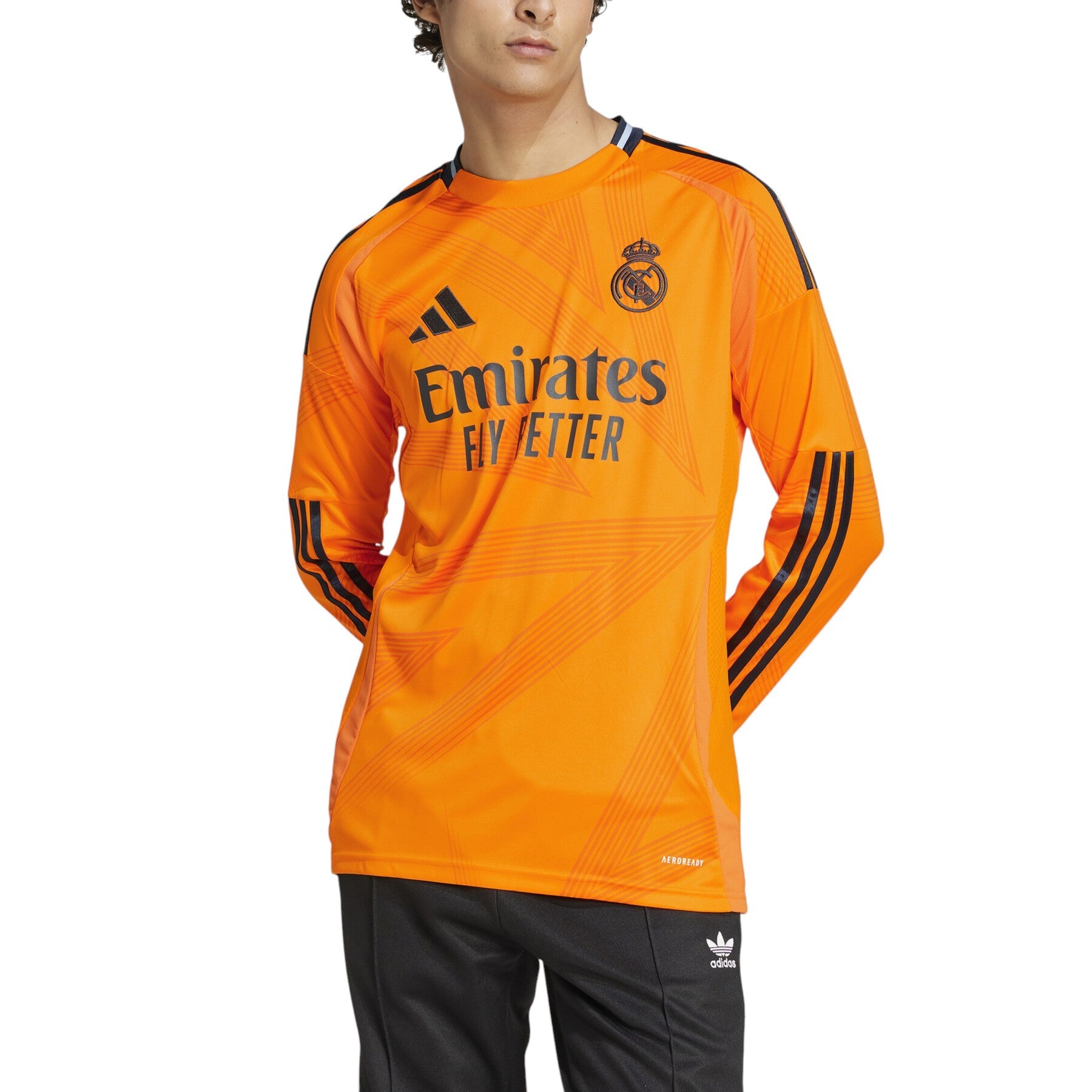 adidas Real Madrid CF 24/25 Long Sleeve Away Jersey Asia Sizing 'Orange' IT5189