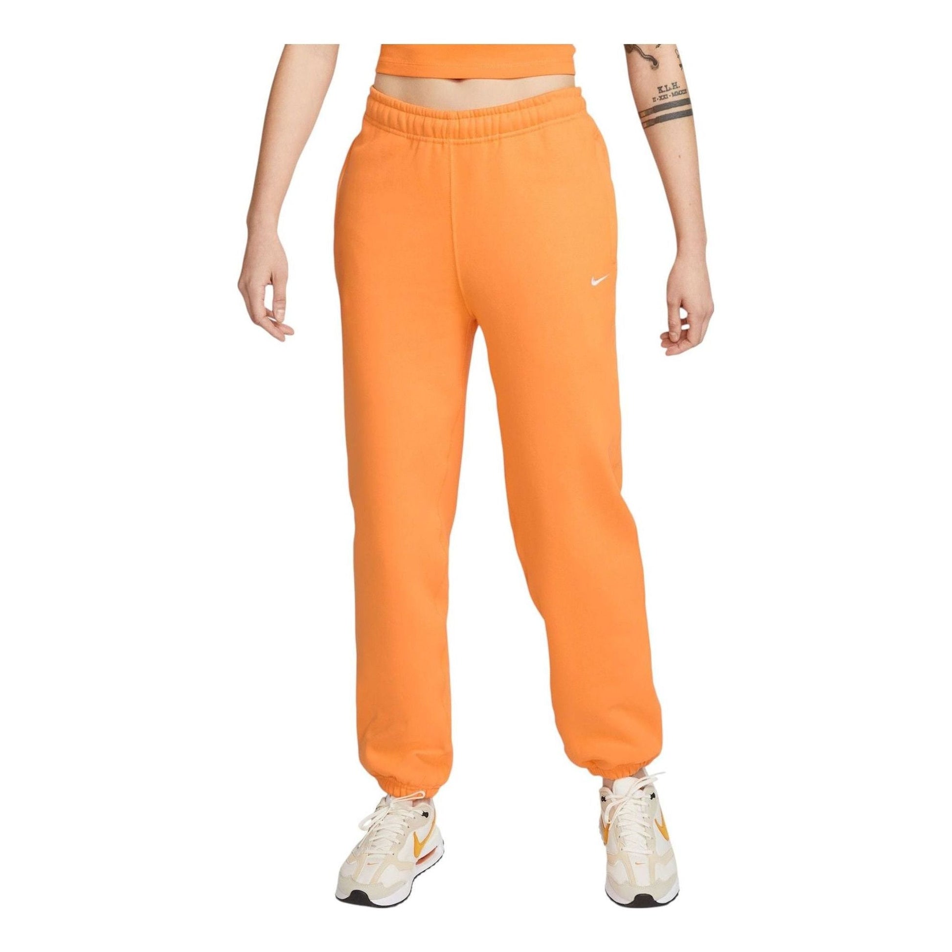 (WMNS) Nike Solo Swoosh Fleece Pants 'Vivid Orange White' CW5565-836