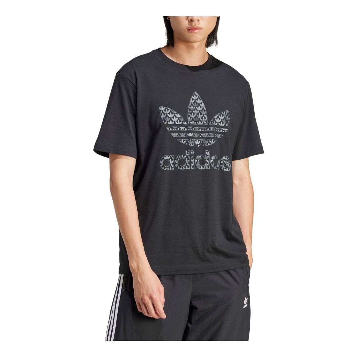 adidas Classic Monogram Graphic T-shirt Asia Sizing 'Black' IS0176