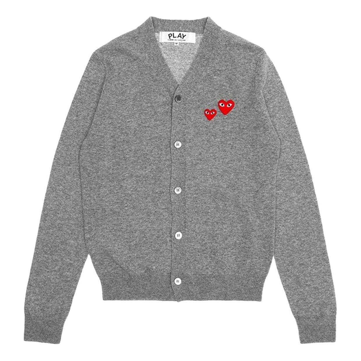 COMME des GARCONS PLAY FW25 Double Heart Cardigan 'Grey' AX-N072-051-1