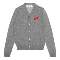 COMME des GARCONS PLAY FW25 Double Heart Cardigan 'Grey' AX-N072-051-1