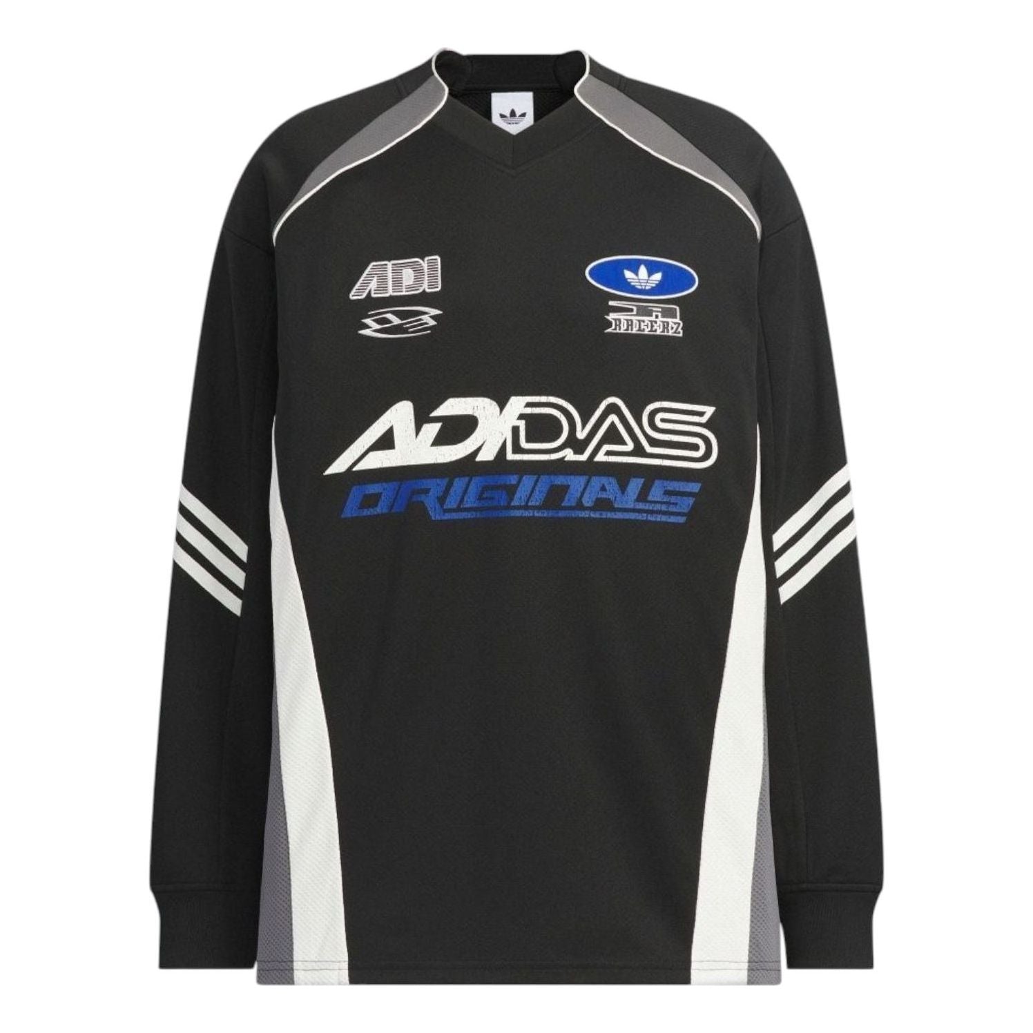 adidas Long-Sleeved Relaxed Fit T-Shirt Asia Sizing 'Black Blue Gray' KF5155