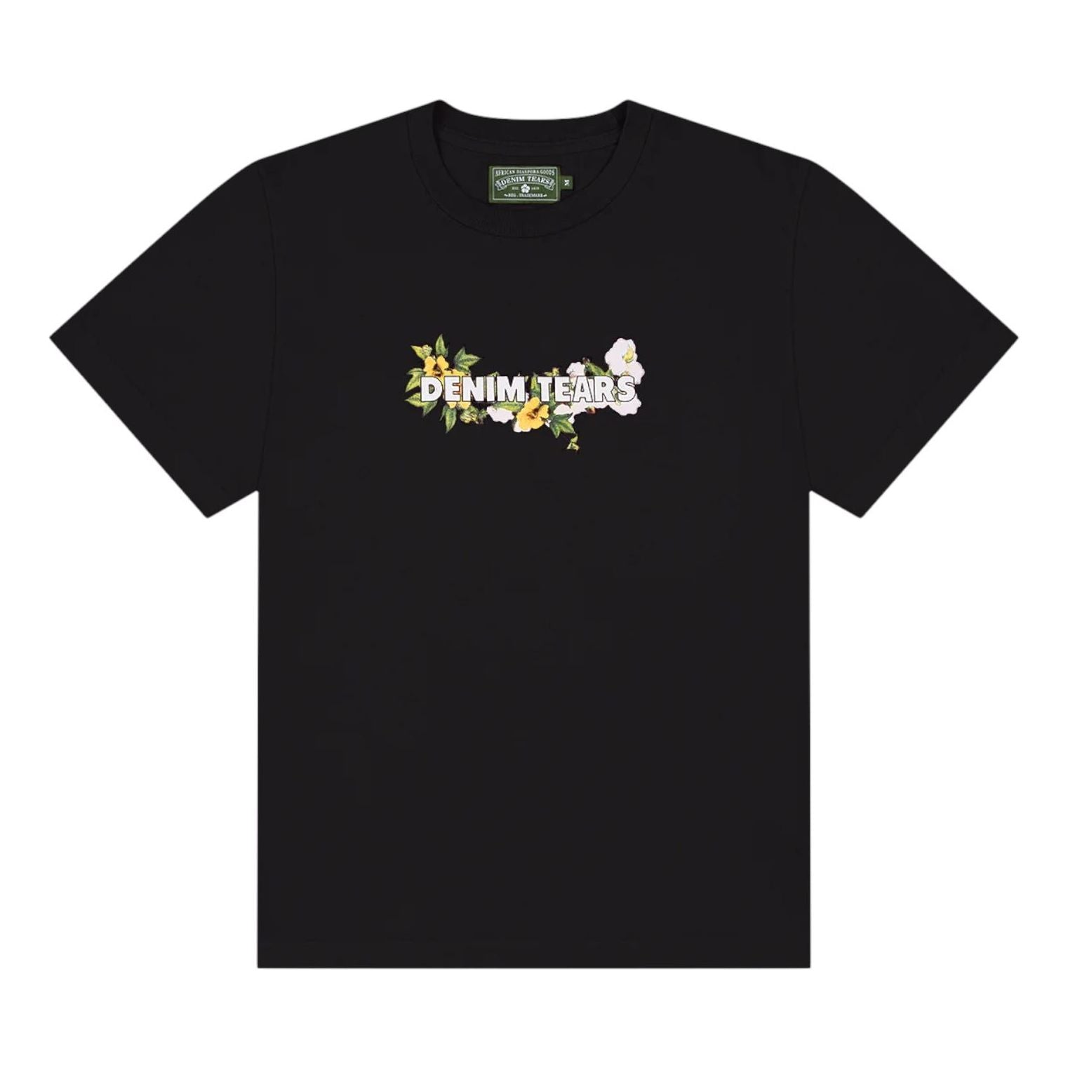 Denim Tears Cotton Floral Logo T-shirt 'Black' SS25TSL049870