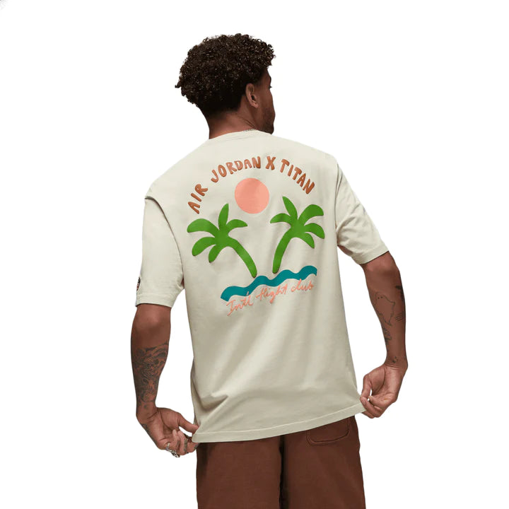 Jordan Label Back Round Neck Short Sleeve T-Shirt Men's Light Beige DV7029-234