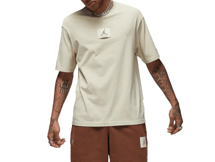 Jordan Label Back Round Neck Short Sleeve T-Shirt Men's Light Beige DV7029-234