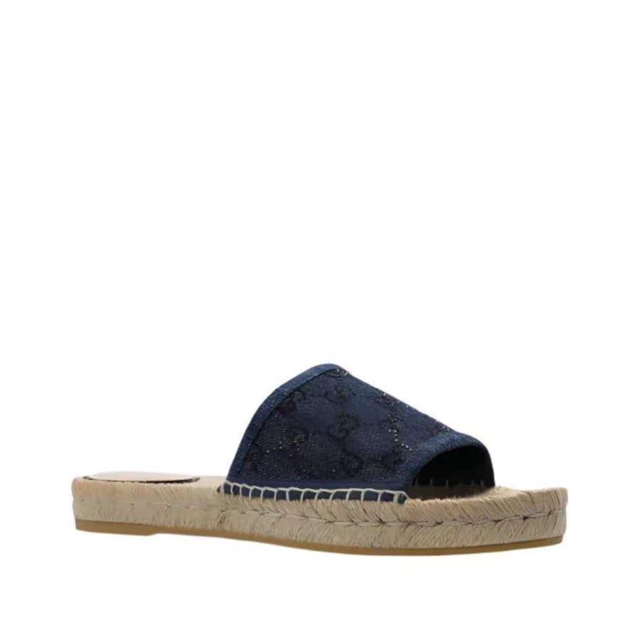 Gucci Slide Sandal 'Navy Blue Monogrammed' 772146-FACUT-4003