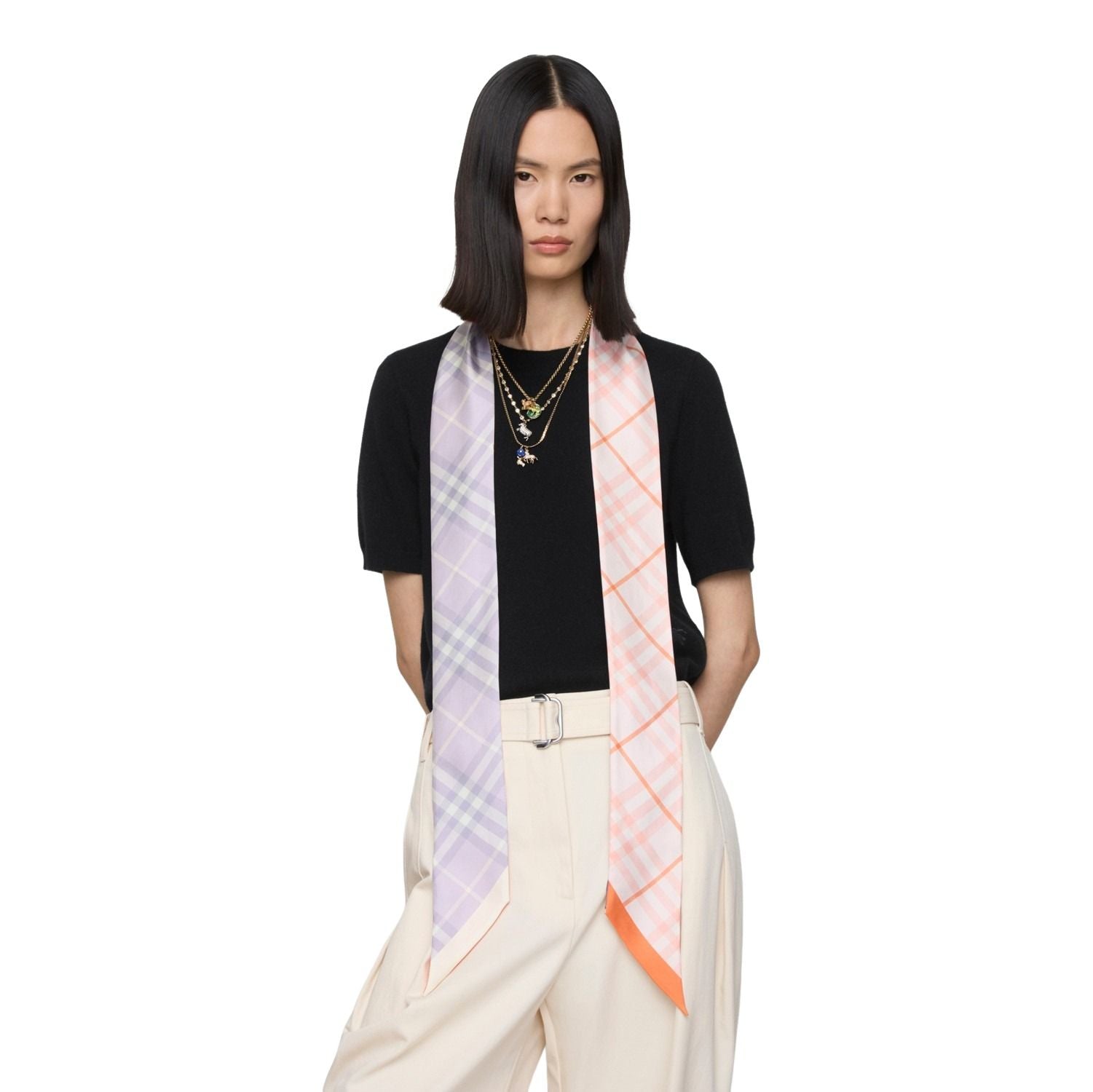 (WMNS) Burberry 25 Checked Silk Scarf 'Blush Pink' 81103641