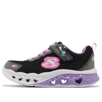 (PS) Skechers Flutter Heart Lights 'Black Purple Pink' 302317-LBKMT