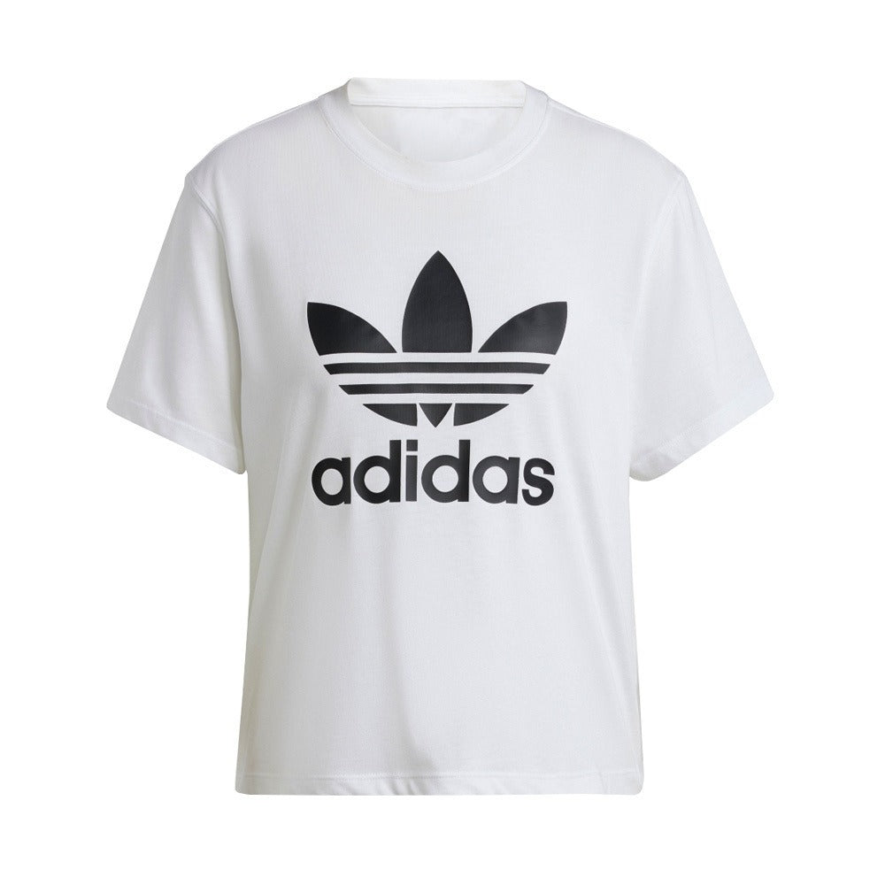 (WMNS) adidas Adicolor Trefoil Boxy T-Shirt Asia Sizing 'White Black' IN8441