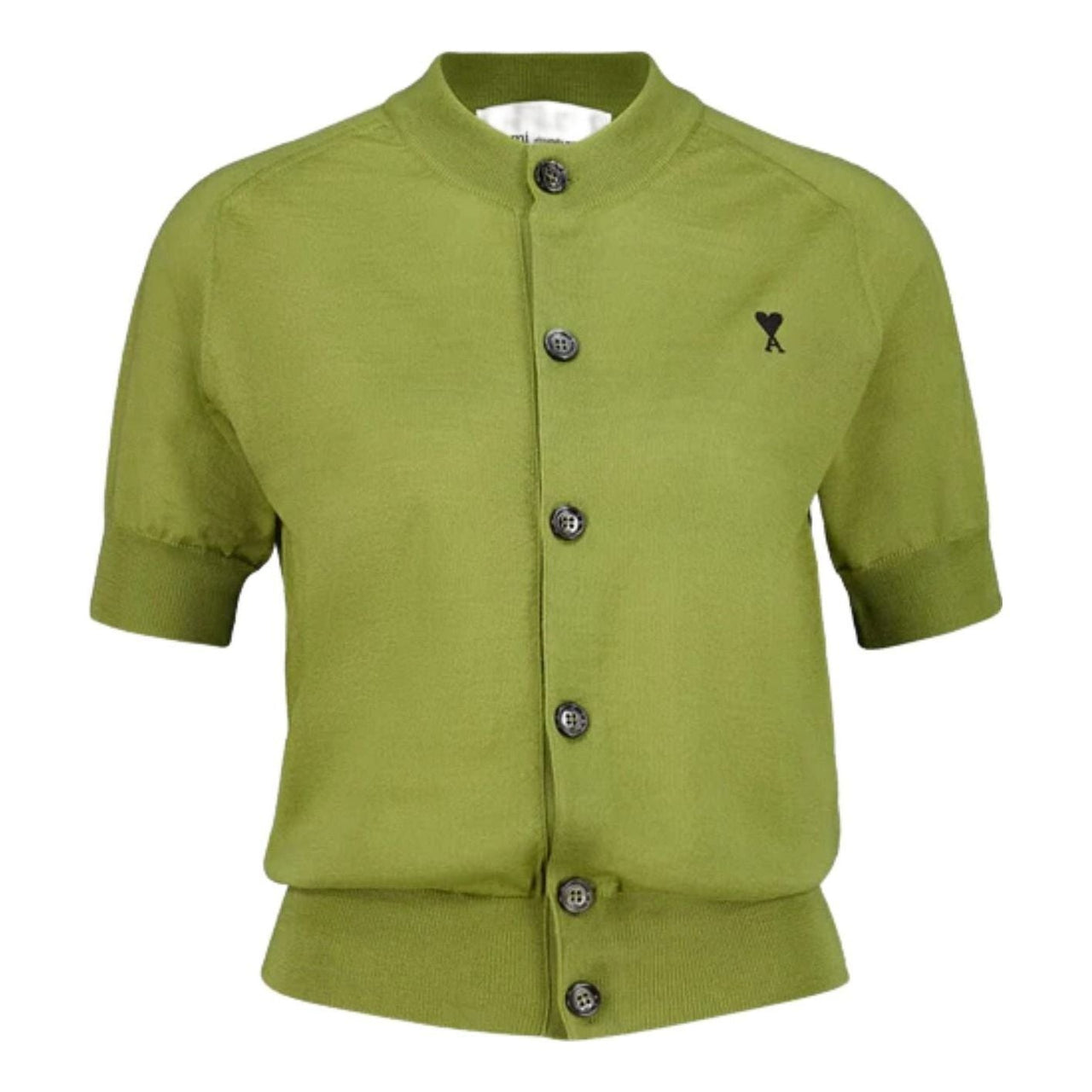 (WMNS) AMI Short-Sleeve Merino Wool Cardigan 'Matcha Green' FKC387-KN0039-A091