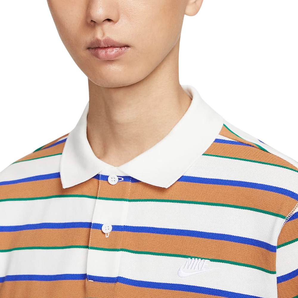 Nike Club Stripe Polo Shirt 'White Orange' FZ0824-133