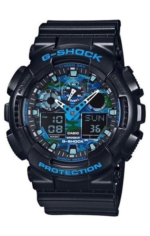 CASIO G-Shock Analog-Digital 'Black Blue' GA-100CB-1A+GA-100CF-8A