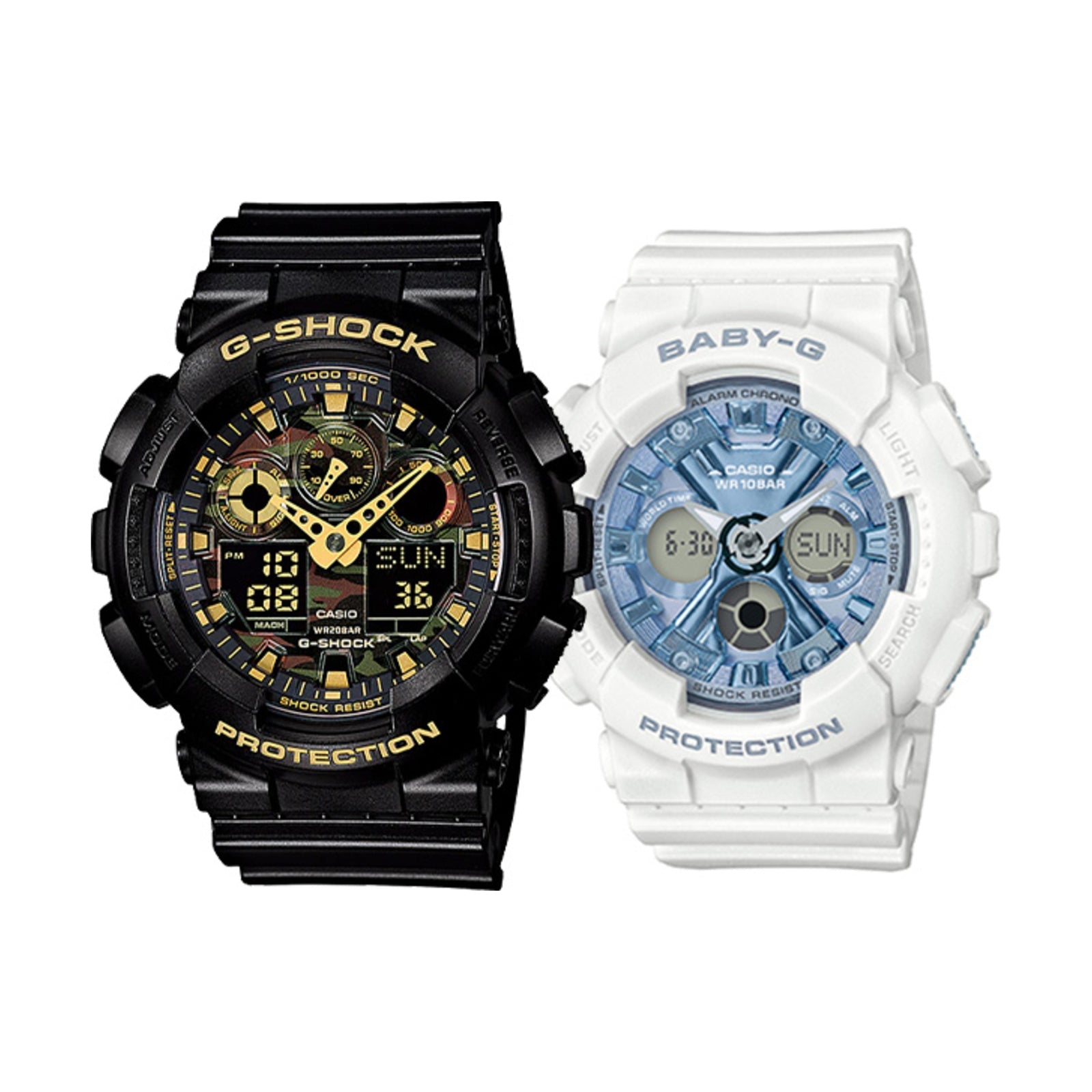 CASIO G-Shock Analog-Digital 'Black White' GA-100CF-1A9&GMA-S110SR-7A