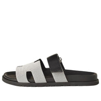 HERMES Chypre Sandals 'Black Grey Calfskin' H231819Z-H78