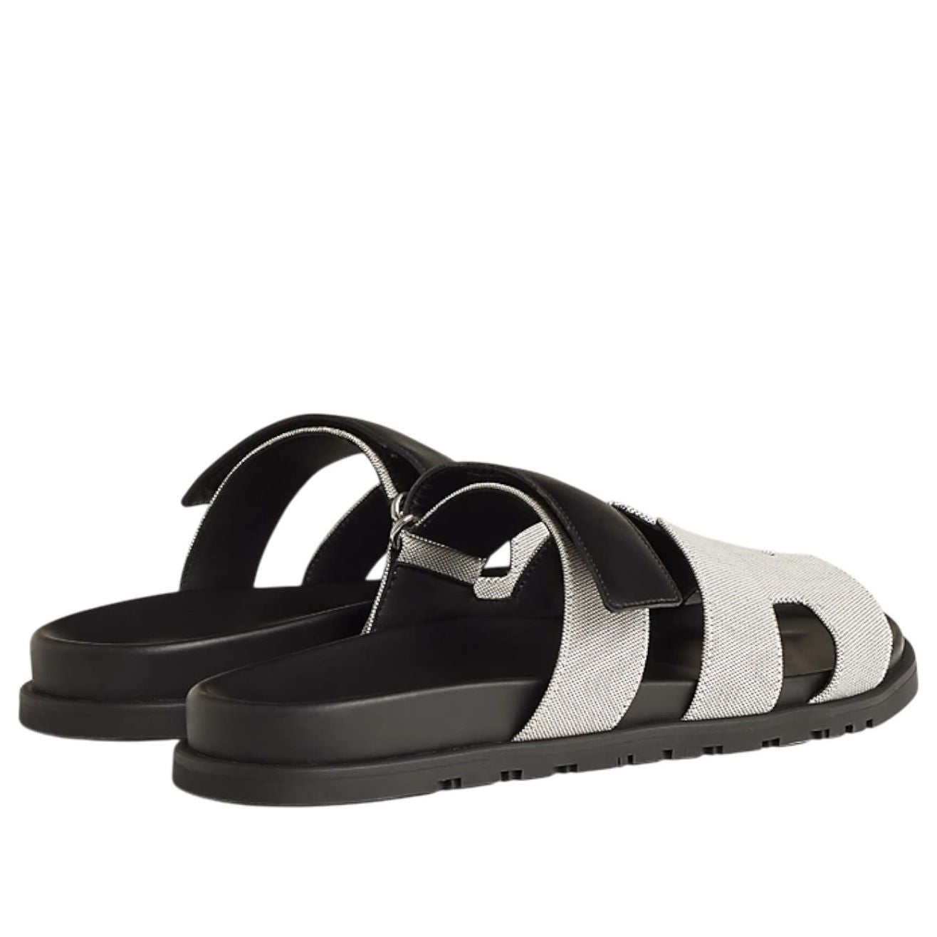 HERMES Chypre Sandals 'Black Grey Calfskin' H231819Z-H78